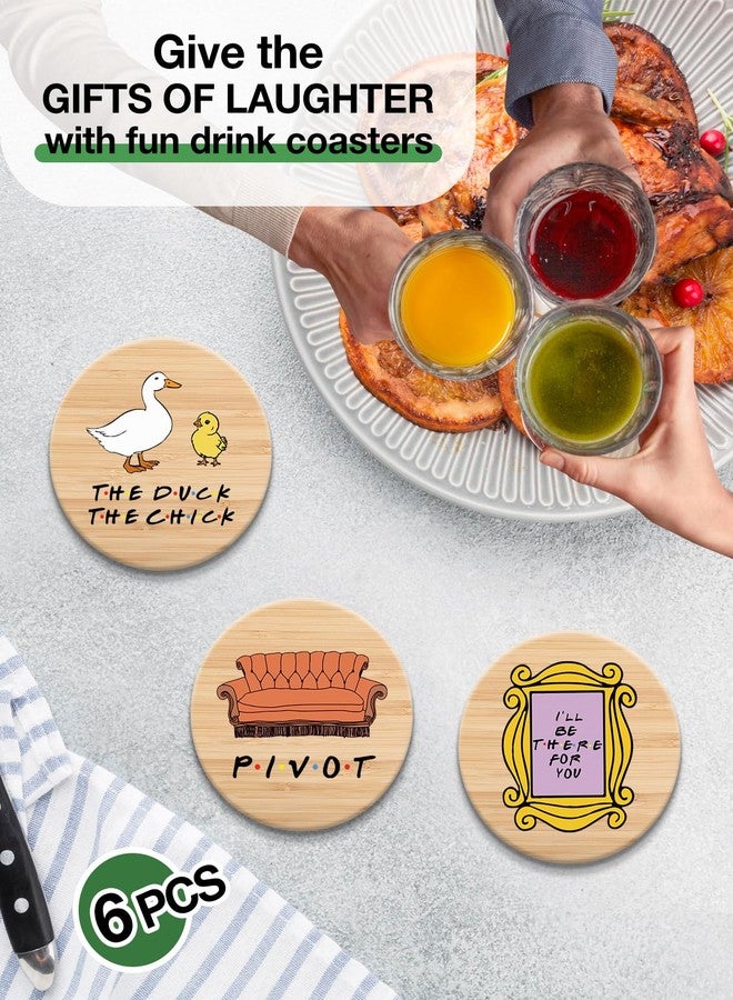 Levaukiem Funny Friends Coasters for Drinks Set of 6, Friends TV Show Merchandise Coasters with Holder, Friends TV Show Gifts for Friends Fans - Image 2